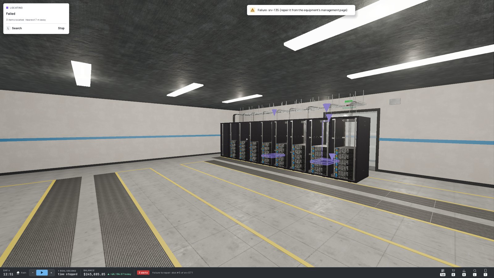 Three failed items located in the server room